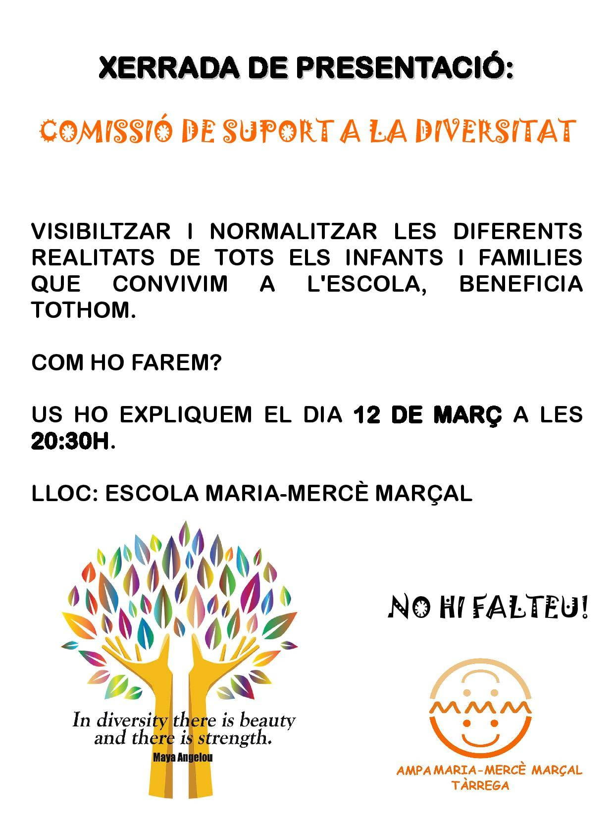 XERRADA DE PRESENTACIÓ: COMISSIÓ DE SUPORT A LA DIVERSITAT